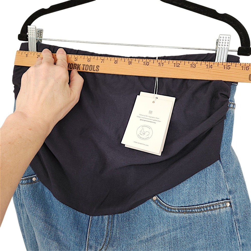 Seraphine Wide Leg Jeans 8 Wom Emmett Light Blue Mid Bump Tencel Maternity Denim - Picture 7 of 14